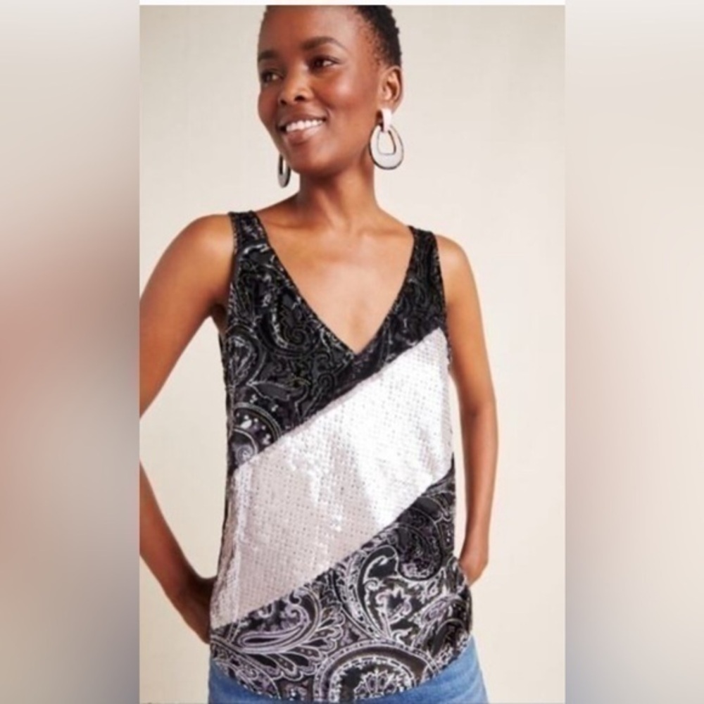 Anthropologie Tiny Cassandra Sequined Velvet Tank S - Picture 1 of 6